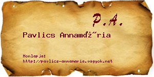 Pavlics Annamária névjegykártya